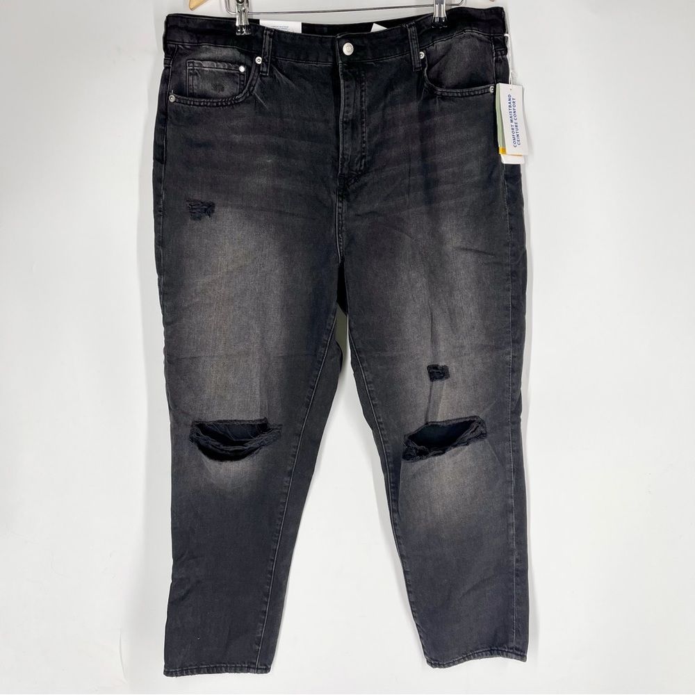 H&M Mom Jeans Distressed Comfort Waistband Loose Fit Ultra High Waist